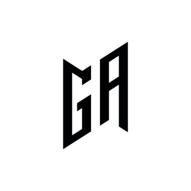 GA Monogram geometrik şekil şablonu. Monogram ilk tasarım vektörü beyaz arkaplanda izole edildi