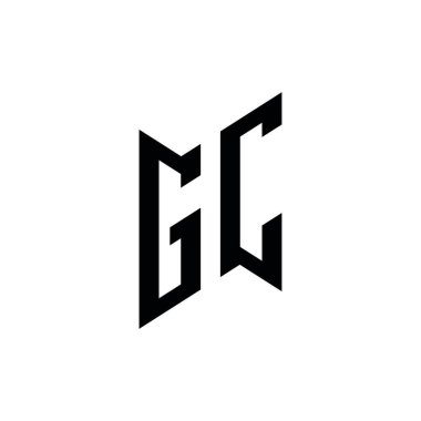 GC Monogram geometrik biçim şablonu. Monogram ilk tasarım vektörü beyaz arkaplanda izole edildi