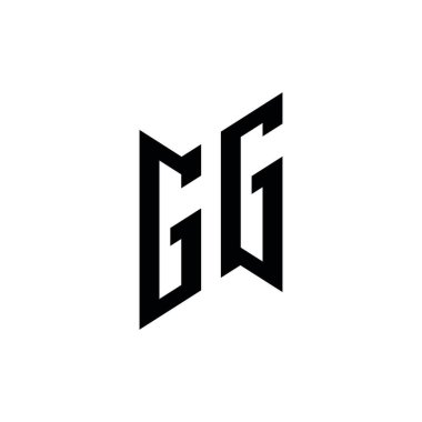 GG Monogram geometrik şekil şablonu. Monogram ilk tasarım vektörü beyaz arkaplanda izole edildi
