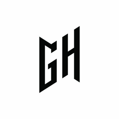 GH Monogram geometrik şekil şablonu. Monogram ilk tasarım vektörü beyaz arkaplanda izole edildi