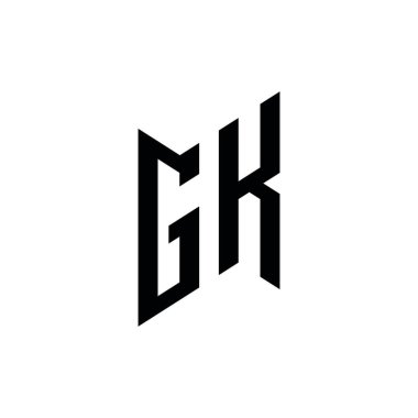GK Monogram geometrik biçim şablonu. Monogram ilk tasarım vektörü beyaz arkaplanda izole edildi