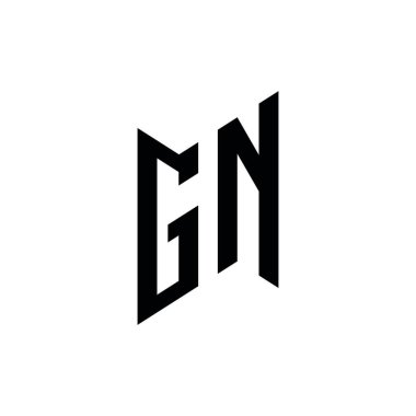 GN Monogram geometrik şekil şablonu. Monogram ilk tasarım vektörü beyaz arkaplanda izole edildi