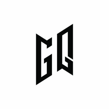 GQ Monogram geometrik biçim şablonu. Monogram ilk tasarım vektörü beyaz arkaplanda izole edildi
