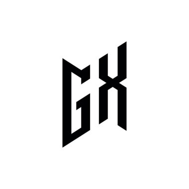 GX Monogram geometrik şekil şablonu. Monogram ilk tasarım vektörü beyaz arkaplanda izole edildi