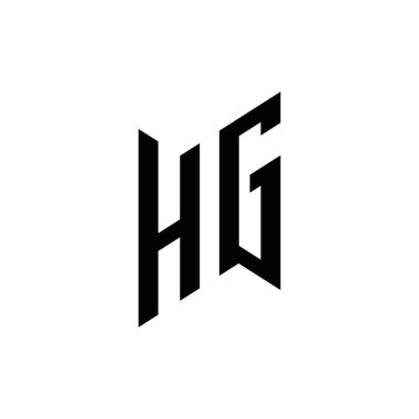 HG Monogram geometrik şekil şablonu. Monogram ilk tasarım vektörü beyaz arkaplanda izole edildi
