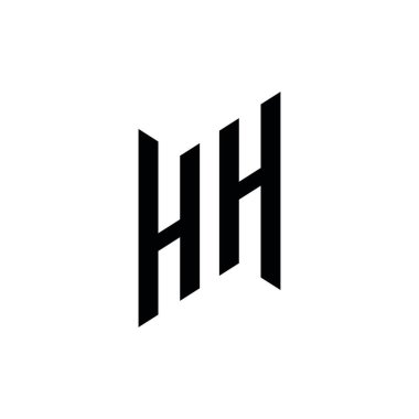 HH Monogram geometrik şekil şablonu. Monogram ilk tasarım vektörü beyaz arkaplanda izole edildi