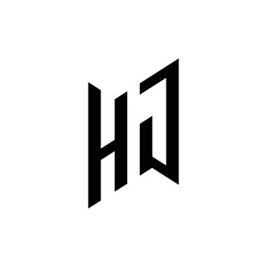 HJ Monogram geometrik şekil şablonu. Monogram ilk tasarım vektörü beyaz arkaplanda izole edildi