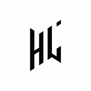 HL Monogram geometrik şekil şablonu. Monogram ilk tasarım vektörü beyaz arkaplanda izole edildi