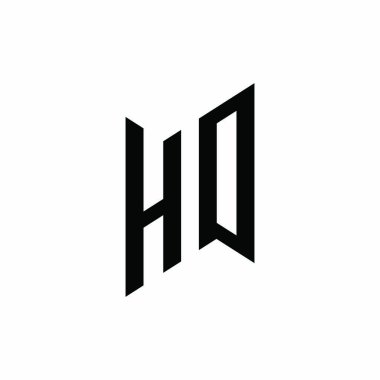 HO monogram geometrik şekil şablonu. Monogram ilk tasarım vektörü beyaz arkaplanda izole edildi