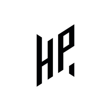 HP Monogram geometrik şekil şablonu. Monogram ilk tasarım vektörü beyaz arkaplanda izole edildi