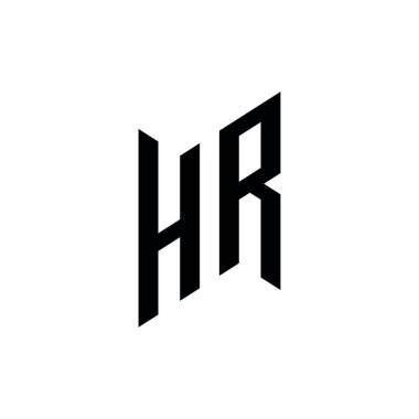 HR Monogram geometrik biçim şablonu. Monogram ilk tasarım vektörü beyaz arkaplanda izole edildi