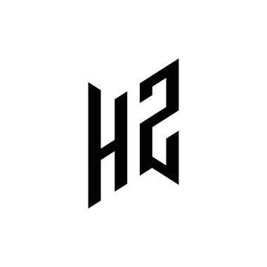 HZ Monogram geometrik şekil şablonu. Monogram ilk tasarım vektörü beyaz arkaplanda izole edildi