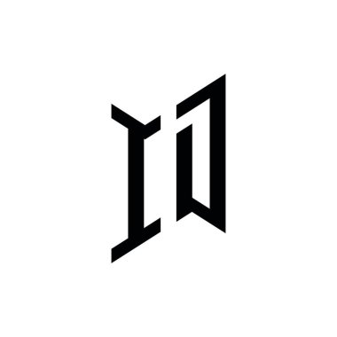 Monogram geometrik biçim şablonunu tanımla. Monogram ilk tasarım vektörü beyaz arkaplanda izole edildi