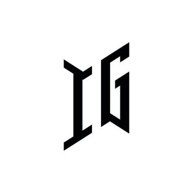 IG Monogram geometrik biçim şablonu. Monogram ilk tasarım vektörü beyaz arkaplanda izole edildi