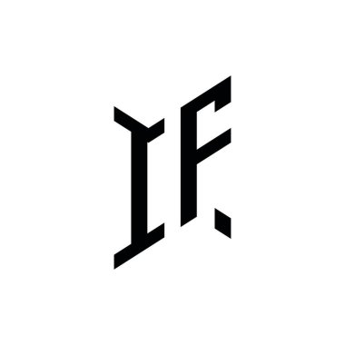 Eğer monogram geometrik şekil şablonu. Monogram ilk tasarım vektörü beyaz arkaplanda izole edildi