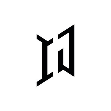 IJ Monogram geometrik şekil şablonu. Monogram ilk tasarım vektörü beyaz arkaplanda izole edildi