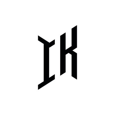 IK Monogram geometrik biçim şablonu. Monogram ilk tasarım vektörü beyaz arkaplanda izole edildi