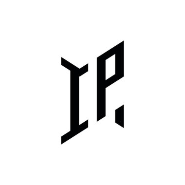 IP Monogram geometrik biçim şablonu. Monogram ilk tasarım vektörü beyaz arkaplanda izole edildi