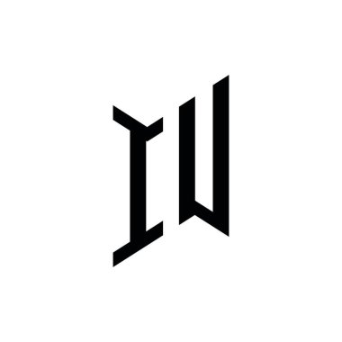 IU Monogram geometrik şekil şablonu. Monogram ilk tasarım vektörü beyaz arkaplanda izole edildi