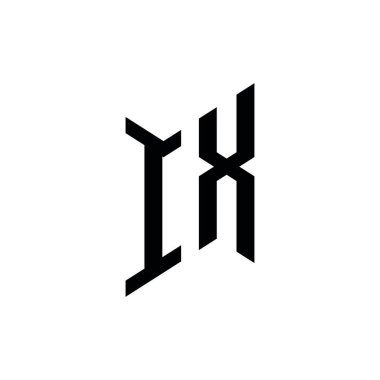 IX Monogram geometrik biçim şablonu. Monogram ilk tasarım vektörü beyaz arkaplanda izole edildi