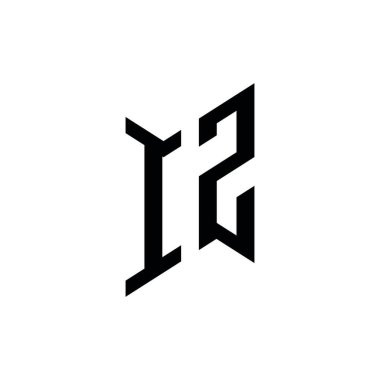 İZ Monogram geometrik biçim şablonu. Monogram ilk tasarım vektörü beyaz arkaplanda izole edildi