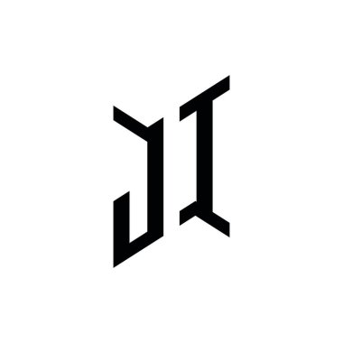 JI Monogram geometrik şekil şablonu. Monogram ilk tasarım vektörü beyaz arkaplanda izole edildi