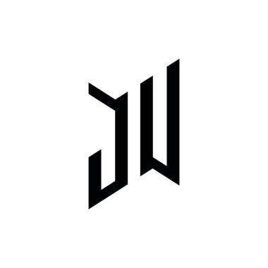 JU Monogram geometrik şekil şablonu. Monogram ilk tasarım vektörü beyaz arkaplanda izole edildi