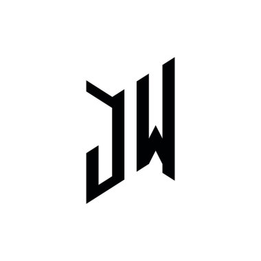 JW Monogram geometrik şekil şablonu. Monogram ilk tasarım vektörü beyaz arkaplanda izole edildi