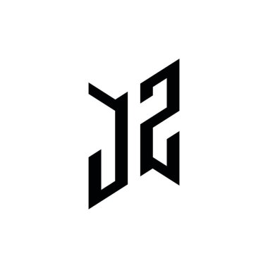 JZ Monogram geometrik şekil şablonu. Monogram ilk tasarım vektörü beyaz arkaplanda izole edildi