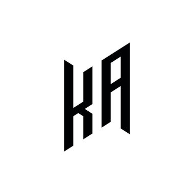 KA Monogram geometrik biçim şablonu. Monogram ilk tasarım vektörü beyaz arkaplanda izole edildi