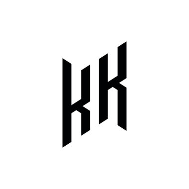 KK Monogram geometrik biçim şablonu. Monogram ilk tasarım vektörü beyaz arkaplanda izole edildi