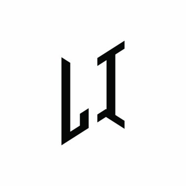 LI Monogram geometrik şekil şablonu. Monogram ilk tasarım vektörü beyaz arkaplanda izole edildi