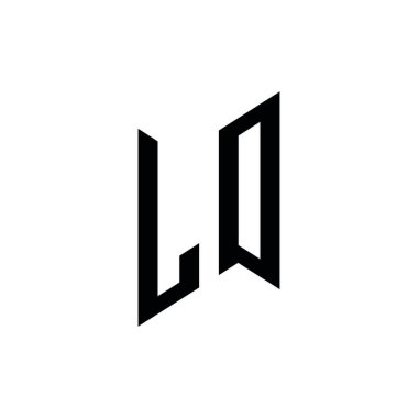 LO Monogram geometrik şekil şablonu. Monogram ilk tasarım vektörü beyaz arkaplanda izole edildi