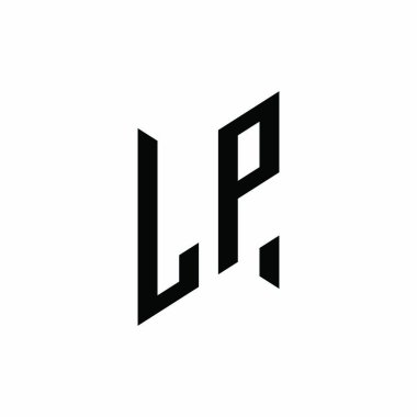 LP monogram geometrik şekil şablonu. Monogram ilk tasarım vektörü beyaz arkaplanda izole edildi