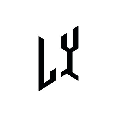 LY Monogram geometrik biçim şablonu. Monogram ilk tasarım vektörü beyaz arkaplanda izole edildi