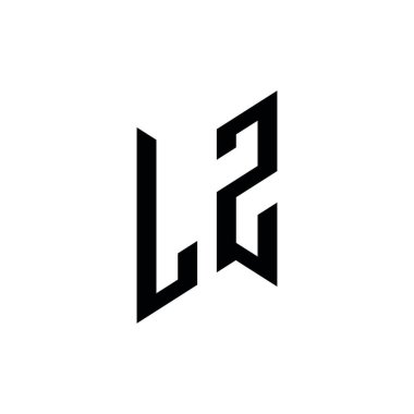 LZ Monogram geometrik şekil şablonu. Monogram ilk tasarım vektörü beyaz arkaplanda izole edildi