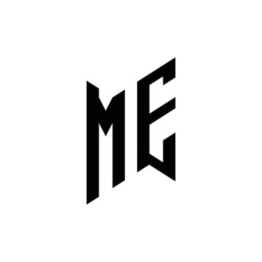 ME Monogram geometrik biçim şablonu. Monogram ilk tasarım vektörü beyaz arkaplanda izole edildi