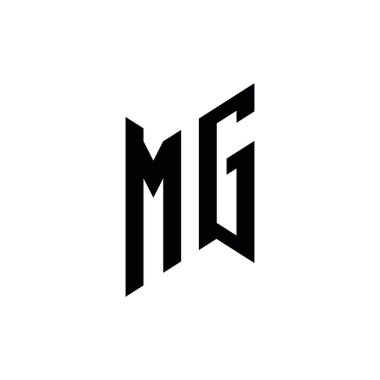 MG Monogram geometrik şekil şablonu. Monogram ilk tasarım vektörü beyaz arkaplanda izole edildi