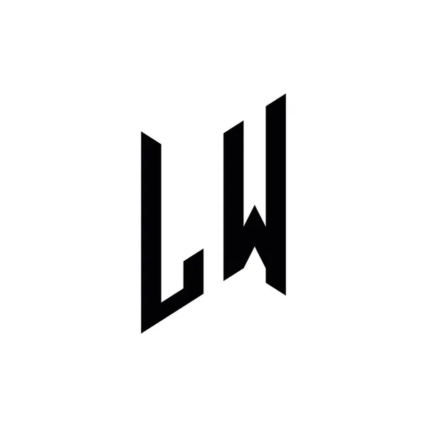 Lw单字几何形状模板 在白色背景上分离的初始设计矢量 — 图库矢量图片