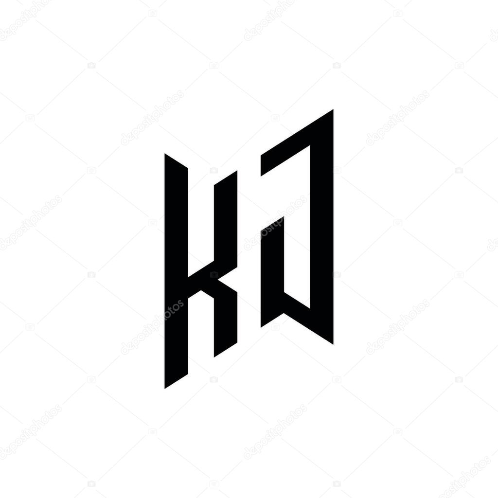 KJ Monogram geometric shape style template. Monogram initial design vector isolated on white background