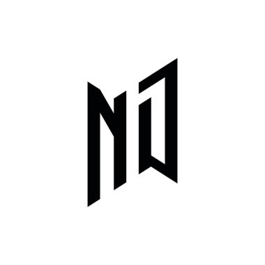 ND monogram geometrik şekil şablonu. Monogram ilk tasarım vektörü beyaz arkaplanda izole edildi