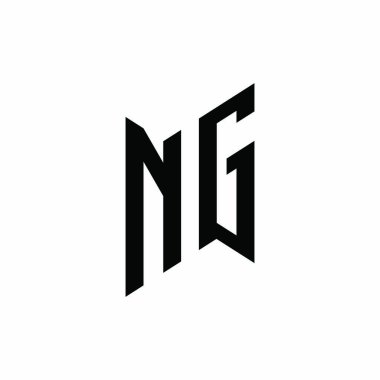 NG Monogram geometrik şekil şablonu. Monogram ilk tasarım vektörü beyaz arkaplanda izole edildi