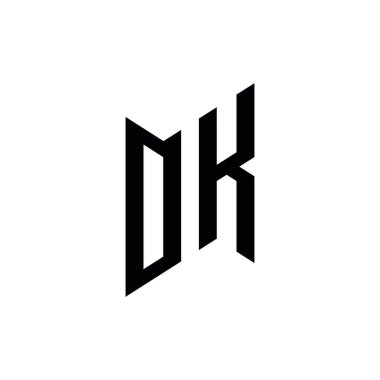 Tamam, monogram geometrik şekil şablonu. Monogram ilk tasarım vektörü beyaz arkaplanda izole edildi