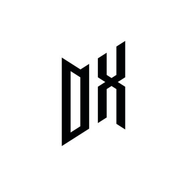 OX Monogram geometrik şekil şablonu. Monogram ilk tasarım vektörü beyaz arkaplanda izole edildi