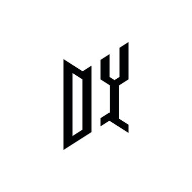 OY Monogram geometrik şekil şablonu. Monogram ilk tasarım vektörü beyaz arkaplanda izole edildi