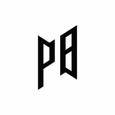 PB Monogram geometrik şekil şablonu. Monogram ilk tasarım vektörü beyaz arkaplanda izole edildi