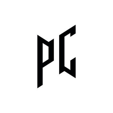 PC Monogram geometrik biçim şablonu. Monogram ilk tasarım vektörü beyaz arkaplanda izole edildi