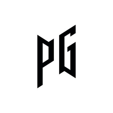 PG Monogram geometrik şekil şablonu. Monogram ilk tasarım vektörü beyaz arkaplanda izole edildi