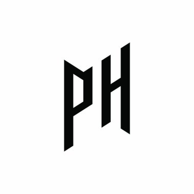 PH Monogram geometrik şekil şablonu. Monogram ilk tasarım vektörü beyaz arkaplanda izole edildi