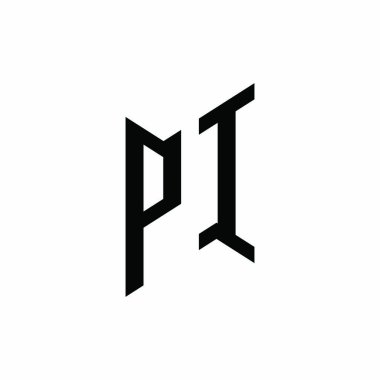 PI Monogram geometrik şekil şablonu. Monogram ilk tasarım vektörü beyaz arkaplanda izole edildi